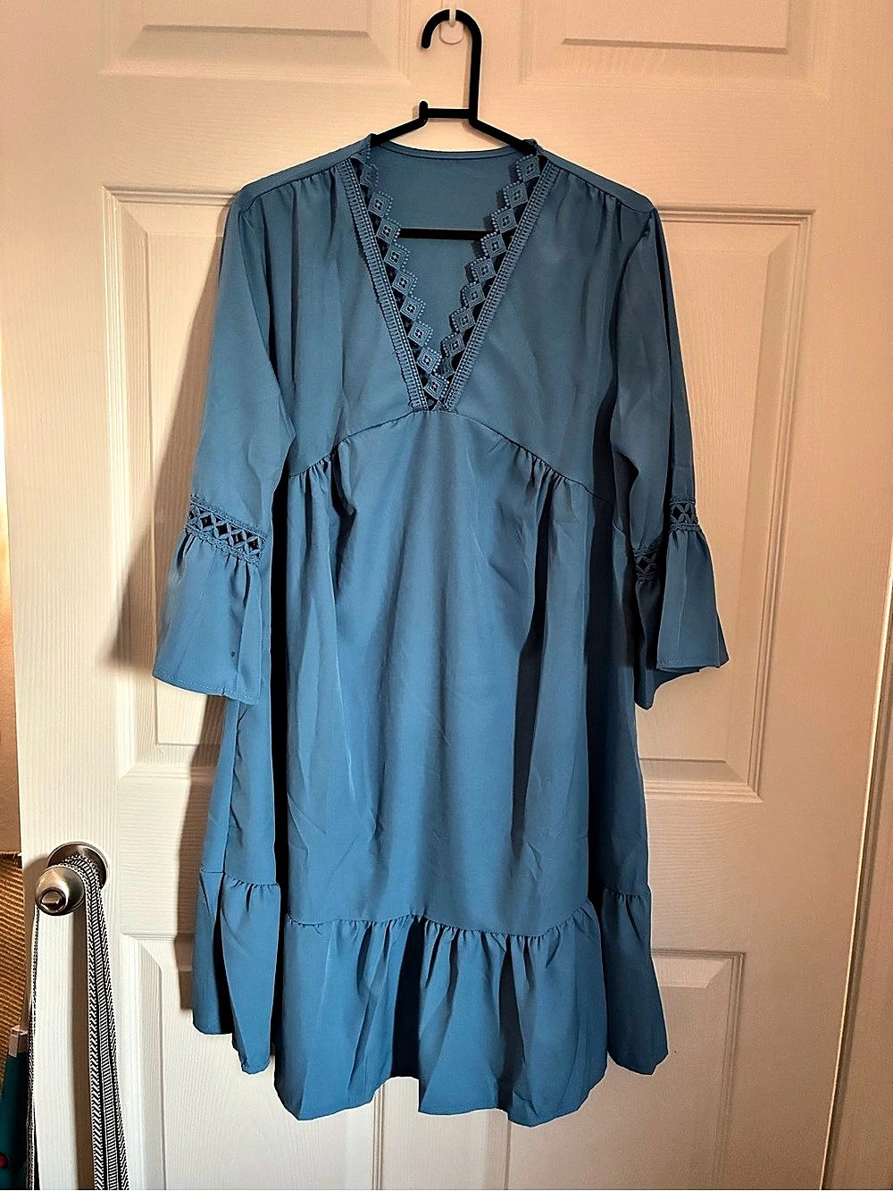 Blue Lace-Trim Mini Dress Like New